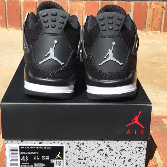 Air Jordan Retro 4 Black Canvas “Steel” GS Size 4.5Y/ 6W - Picture 16 of 16